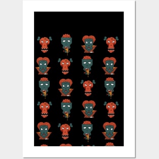 Cute monsters pattern Posters and Art